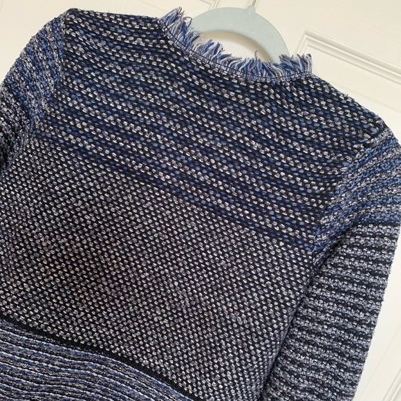 Chico’s Women’s Cotton Wool Blend Fringe Hem Lined Blazer Jacket Sz 1 - Picture 8 of 12